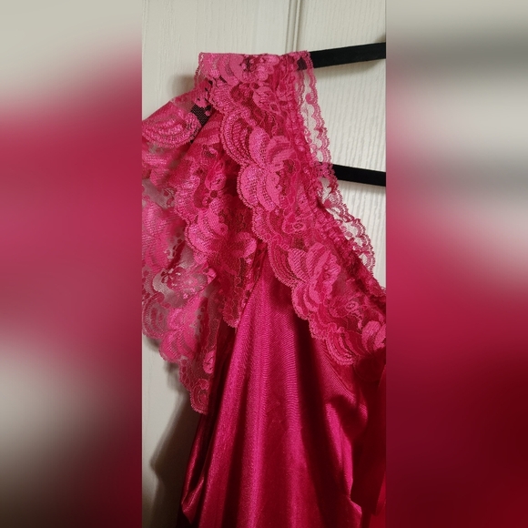 Vintage Pink Nightgown Maxi Off Shoulder Romantic XL To Plus Size - Picture 3 of 10